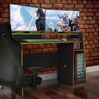 Escritorio Kratos 130x90x55 cm Negro Rojo