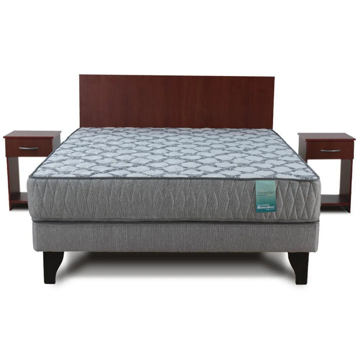 MANTAHUE - Combo Dormiflex 2 plazas 2 veladores + respaldo