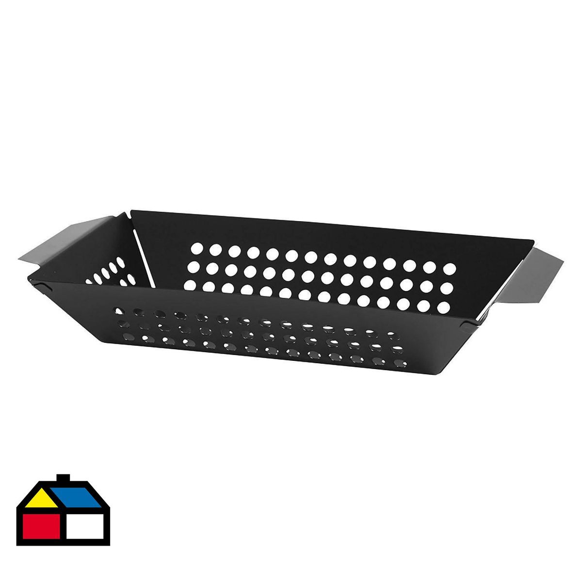 DANGRILL - Bandeja metálica negra antiadherente para parrilla 34,4x17,4x5 cm.