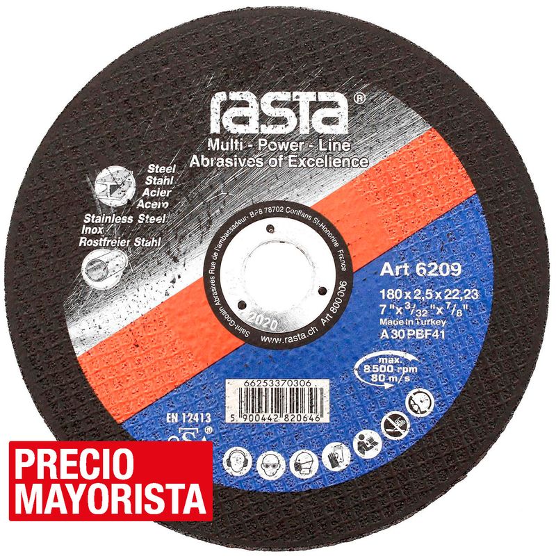 RASTA - Disco de corte metal 7" óxido de aluminio