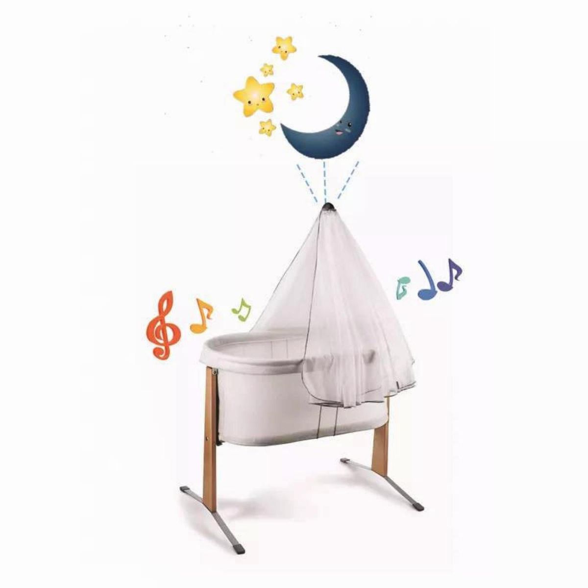 KIDSCOOL - Cuna moisés musical con proyector de luces