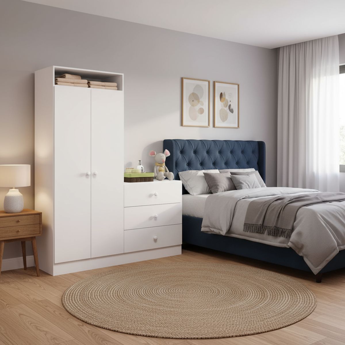 BE DESIGN - Clóset Pimpolho 2 Puerta(s) 3 Cajón(es) 1 Repisa(s) 120x161.5x40 cm Blanco