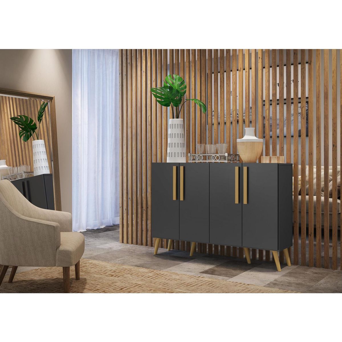 BE DESIGN - Buffet Retro Viena Negro 123xx85 cm