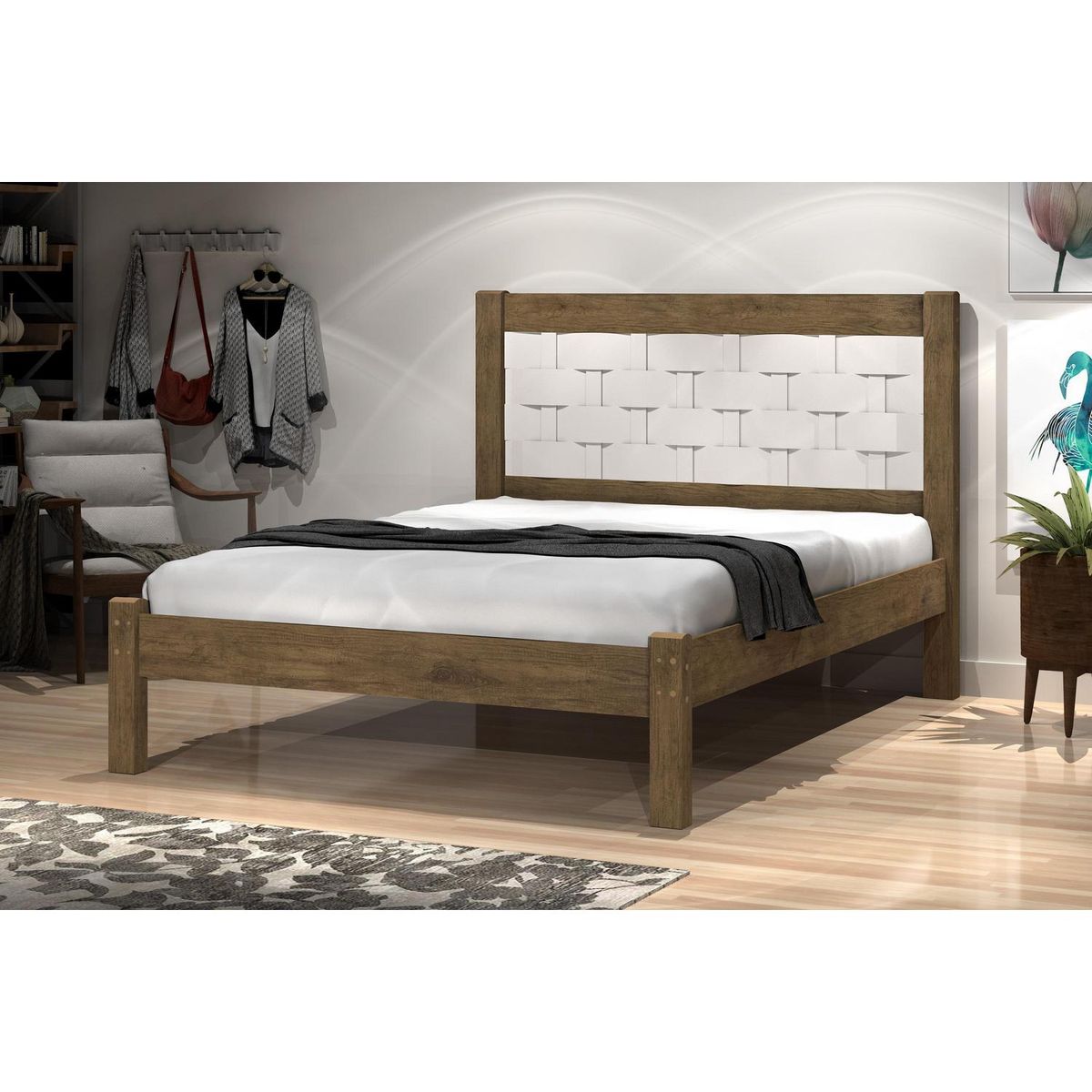 BE DESIGN - Cama 2 plazas de Estructura Layla Cedro