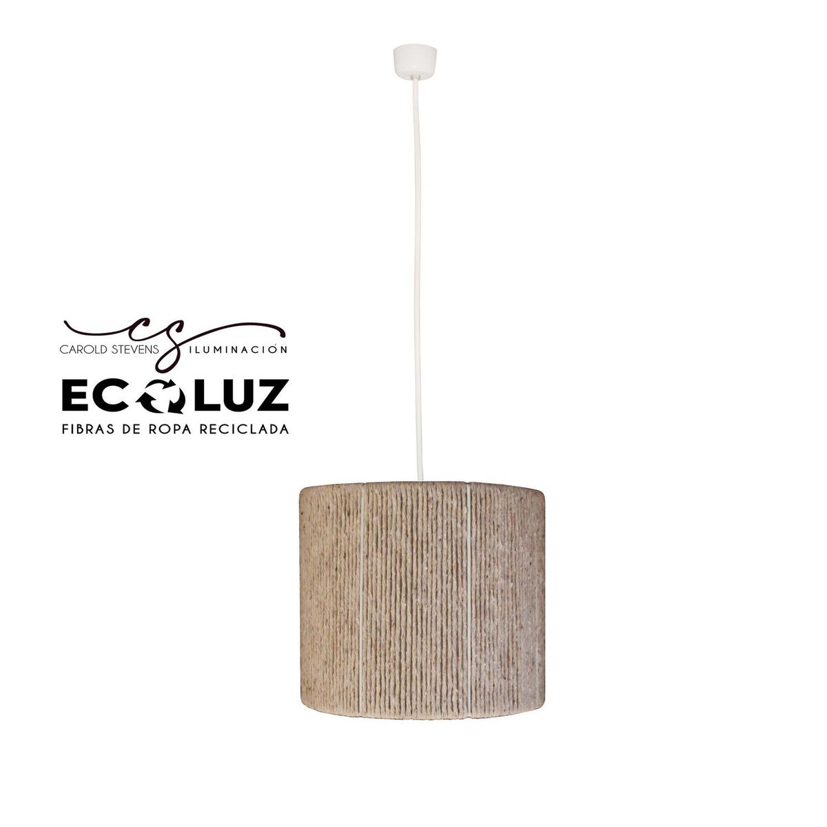 CAROLD STEVENS - Lámpara Colgante Ronda Ecoluz Fibras Naturales Beige