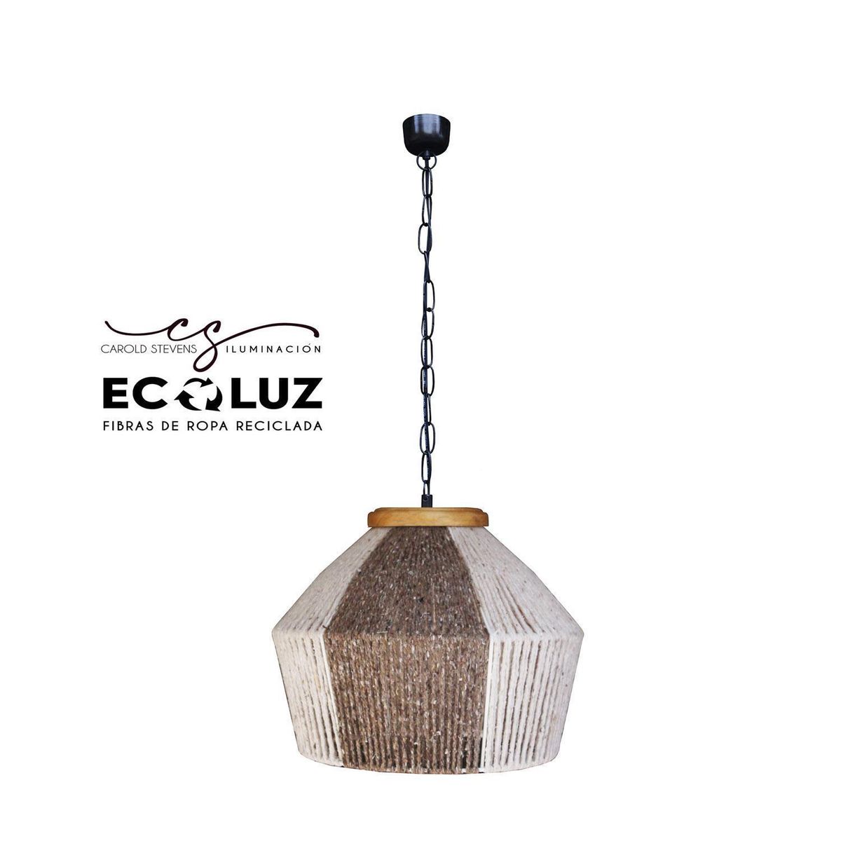 CAROLD STEVENS - Lámpara Colgante Ibiza Bicolor Ecoluz Fibras Naturales Beige