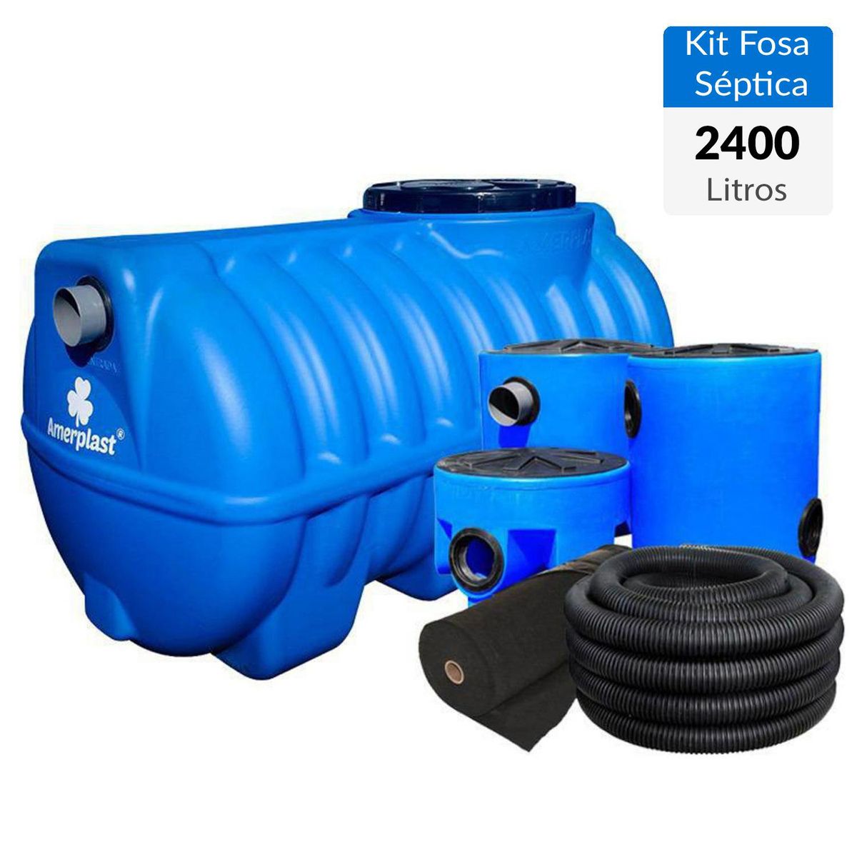 AMERPLAST - Pack Fosa Tricapa 2400 Lts con Kit Completo accesorios