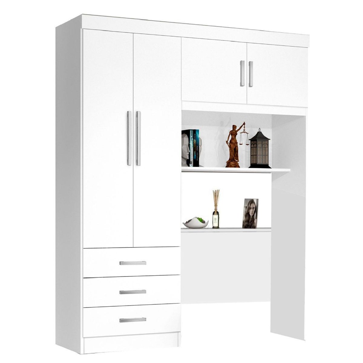 BE DESIGN - Clóset Respaldo 4 Puerta(s) 3 Cajón(es) 3 Repisa(s) 157.6x200x46.5 cm Blanco