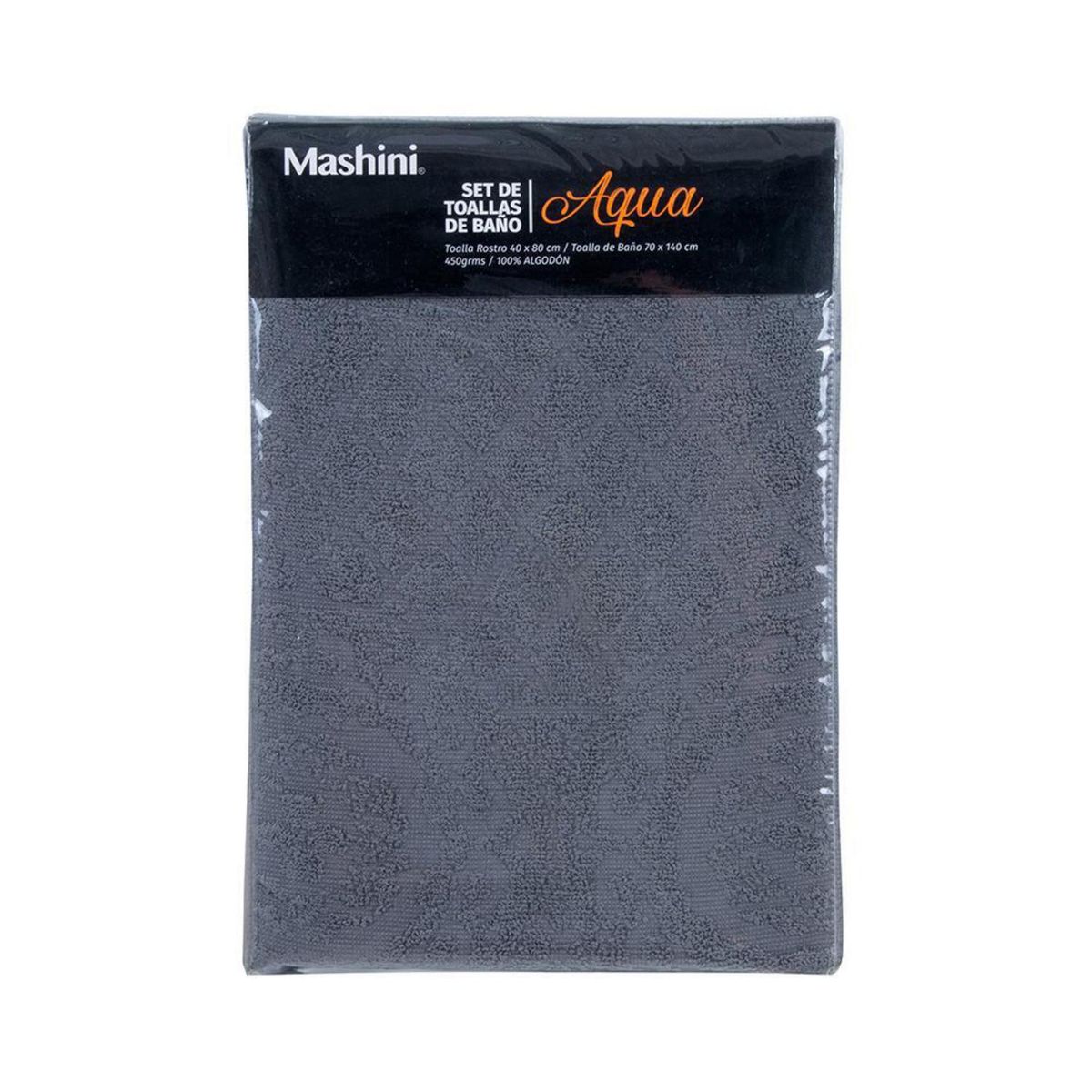 MASHINI - Set de 2 Toallas Aqua 450 gr Algodón 70x140 cm Marengo