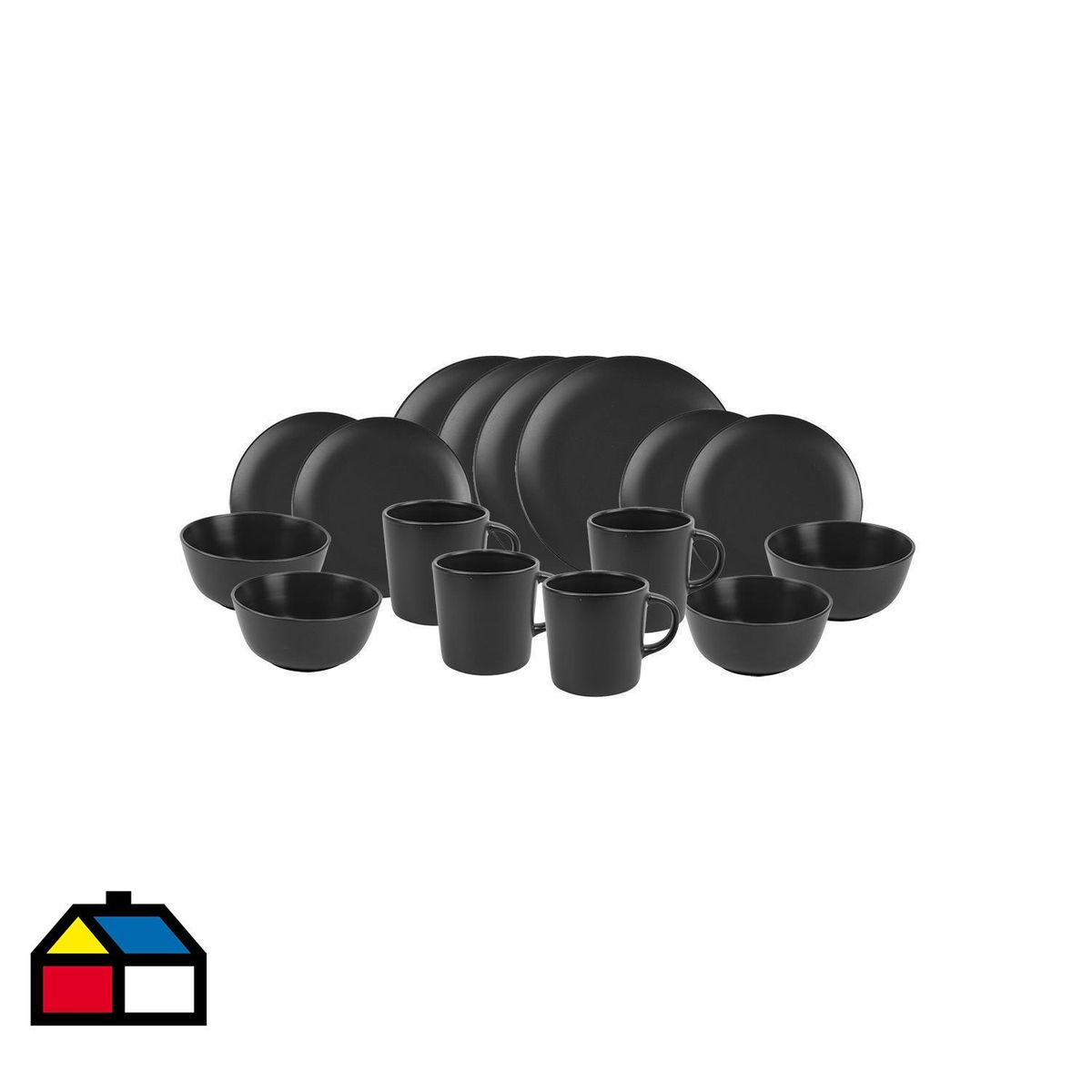 DECO EXPRESS - Juego de Loza 16 Piezas Cerámica Mate Gris