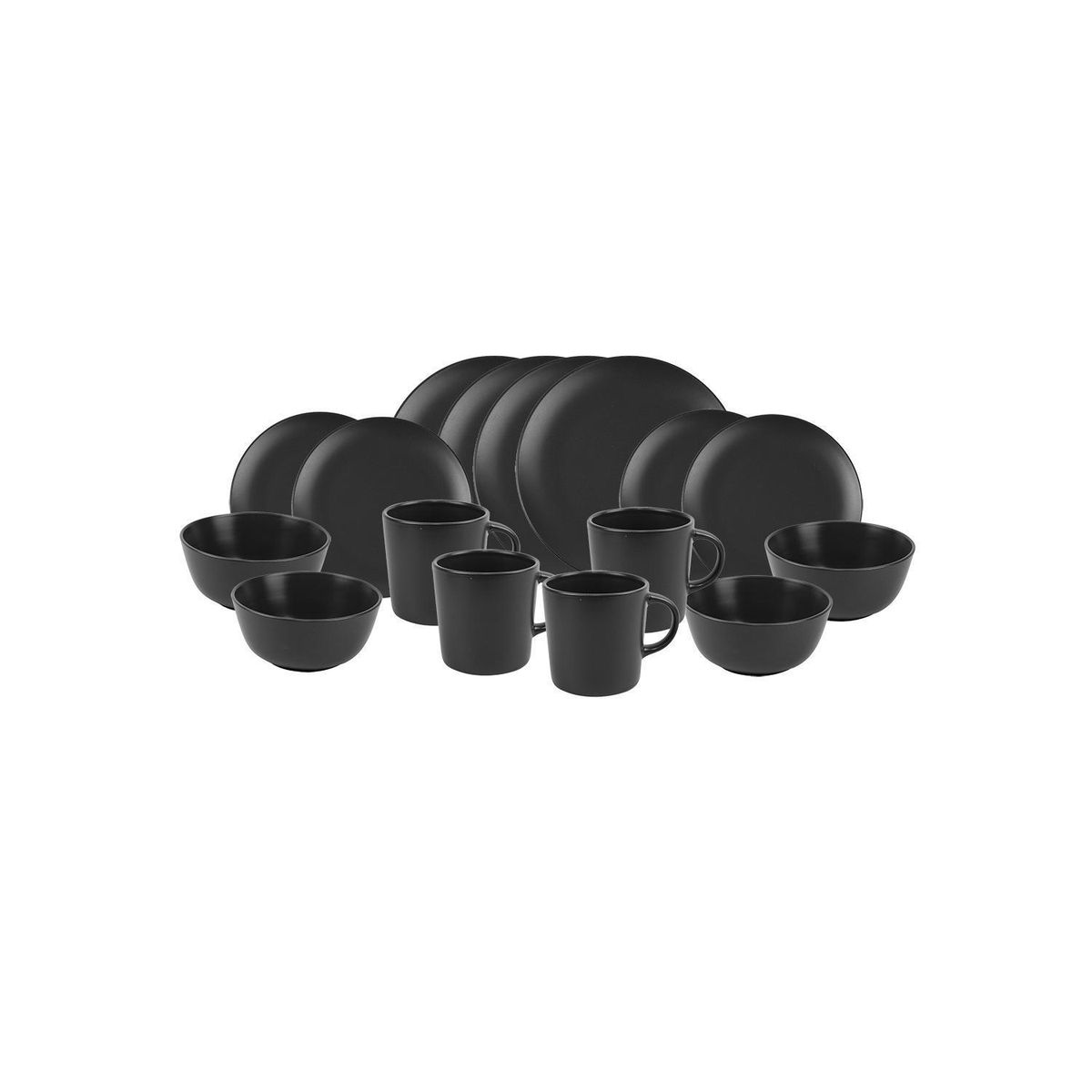 DECO EXPRESS - Juego de Loza 16 Piezas Cerámica Mate Gris