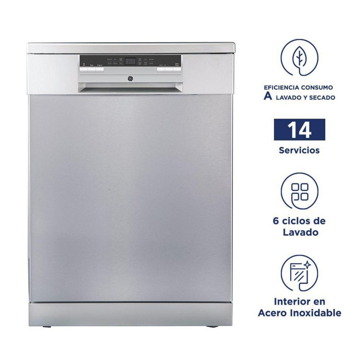 GENERAL ELECTRIC - Lavavajilla 112 Cubiertos Acero Inoxidable GLV14FSITSS0