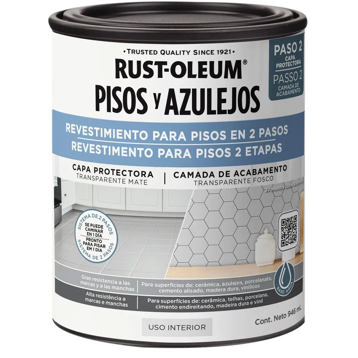 RUST OLEUM - Pintura Protectora para Pisos Tarro 0.25 galón(es) Mate Transparente