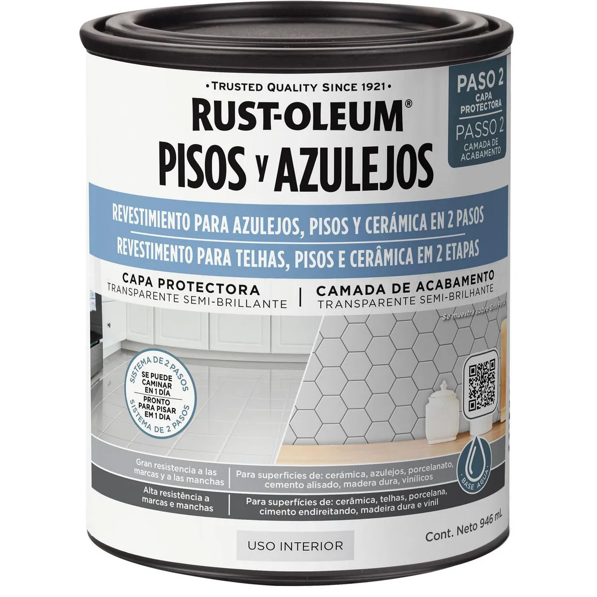 RUST OLEUM - Pintura Protectora para Pisos Tarro 0.25 galón(es) Semibrillante Transparente