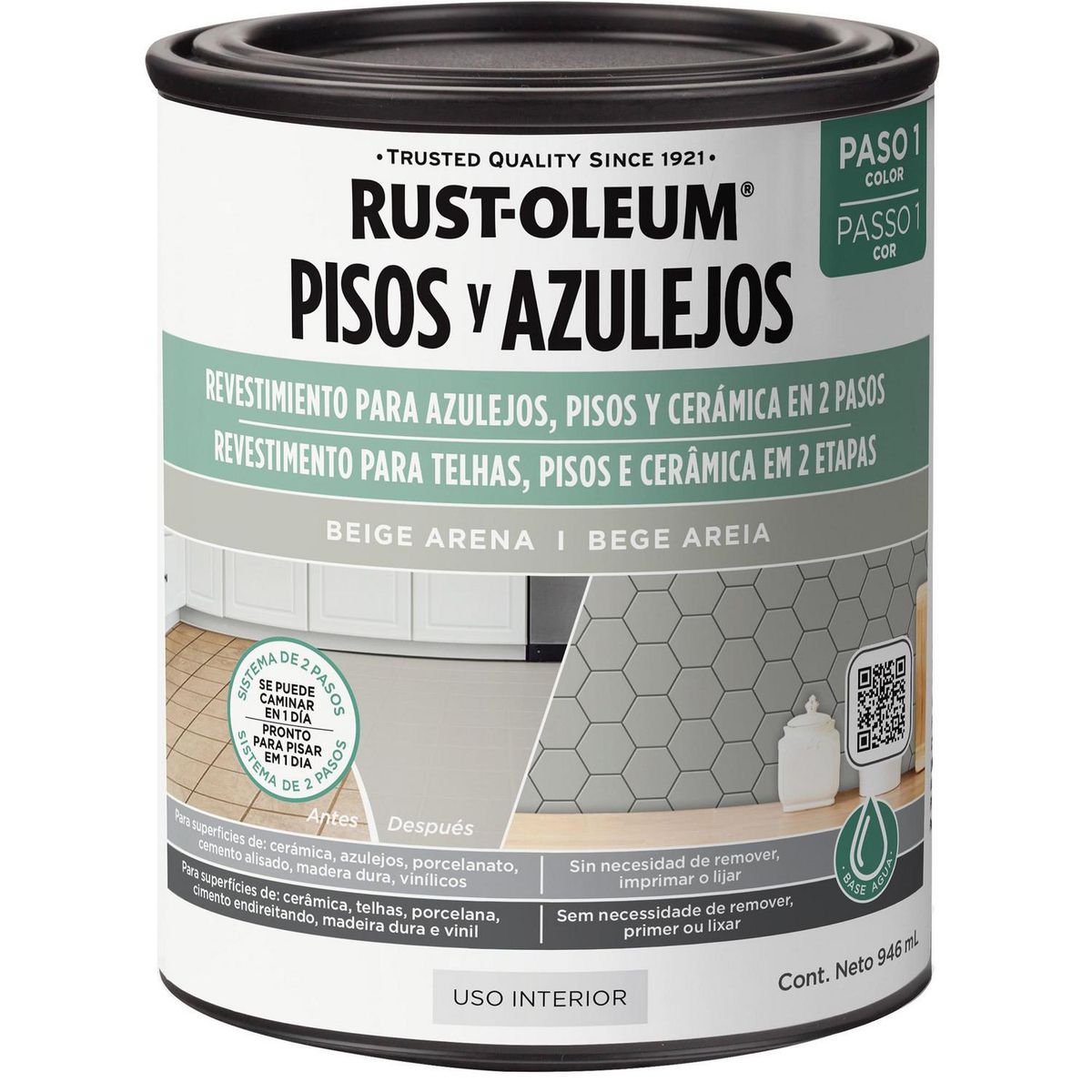 RUST OLEUM - Pintura Base para Pisos y Azulejos Tarro 0.25 galón(es) Mate Beige Arena