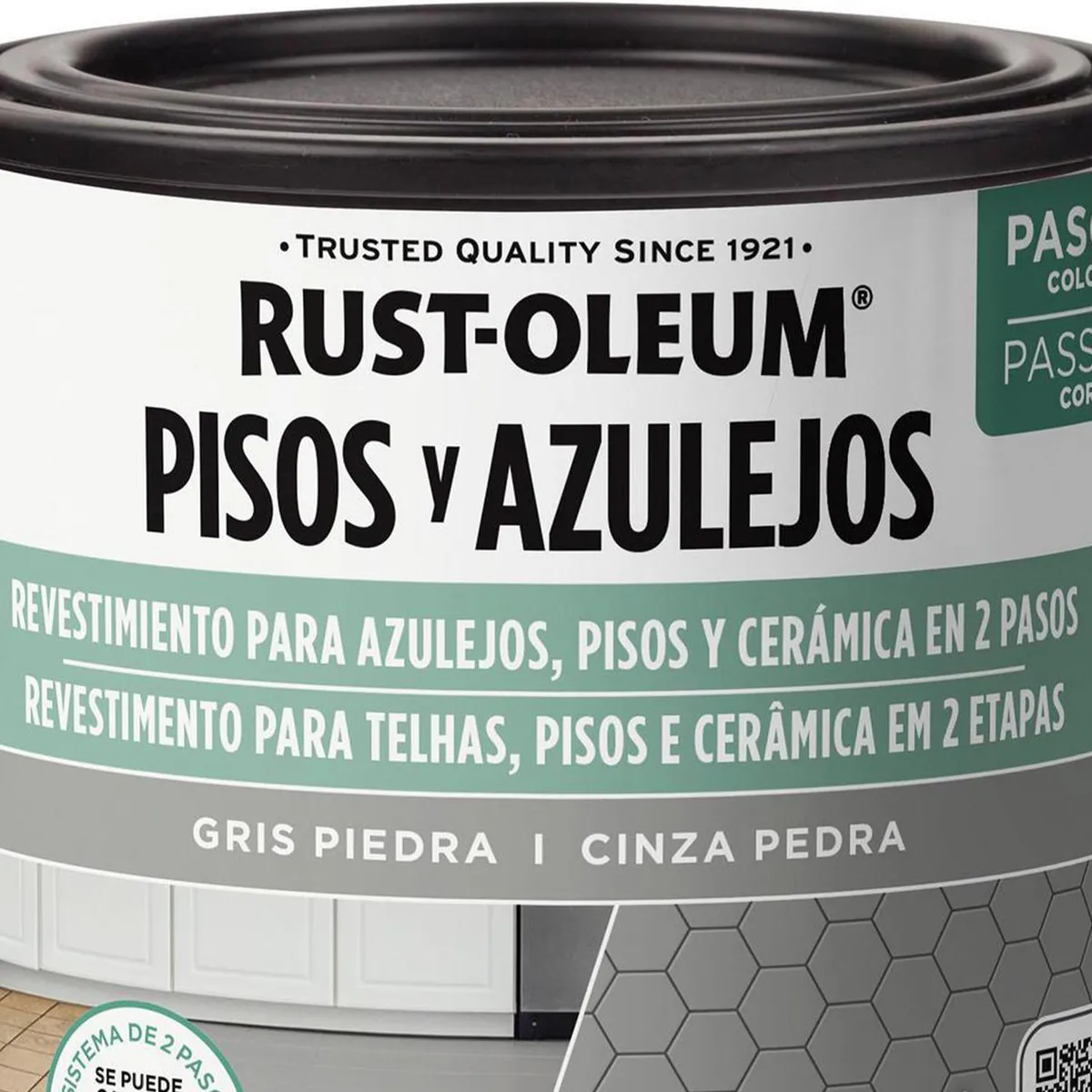 RUST OLEUM - Pintura Base para Pisos y Azulejos Tarro 0.25 galón(es) Mate Gris Piedra