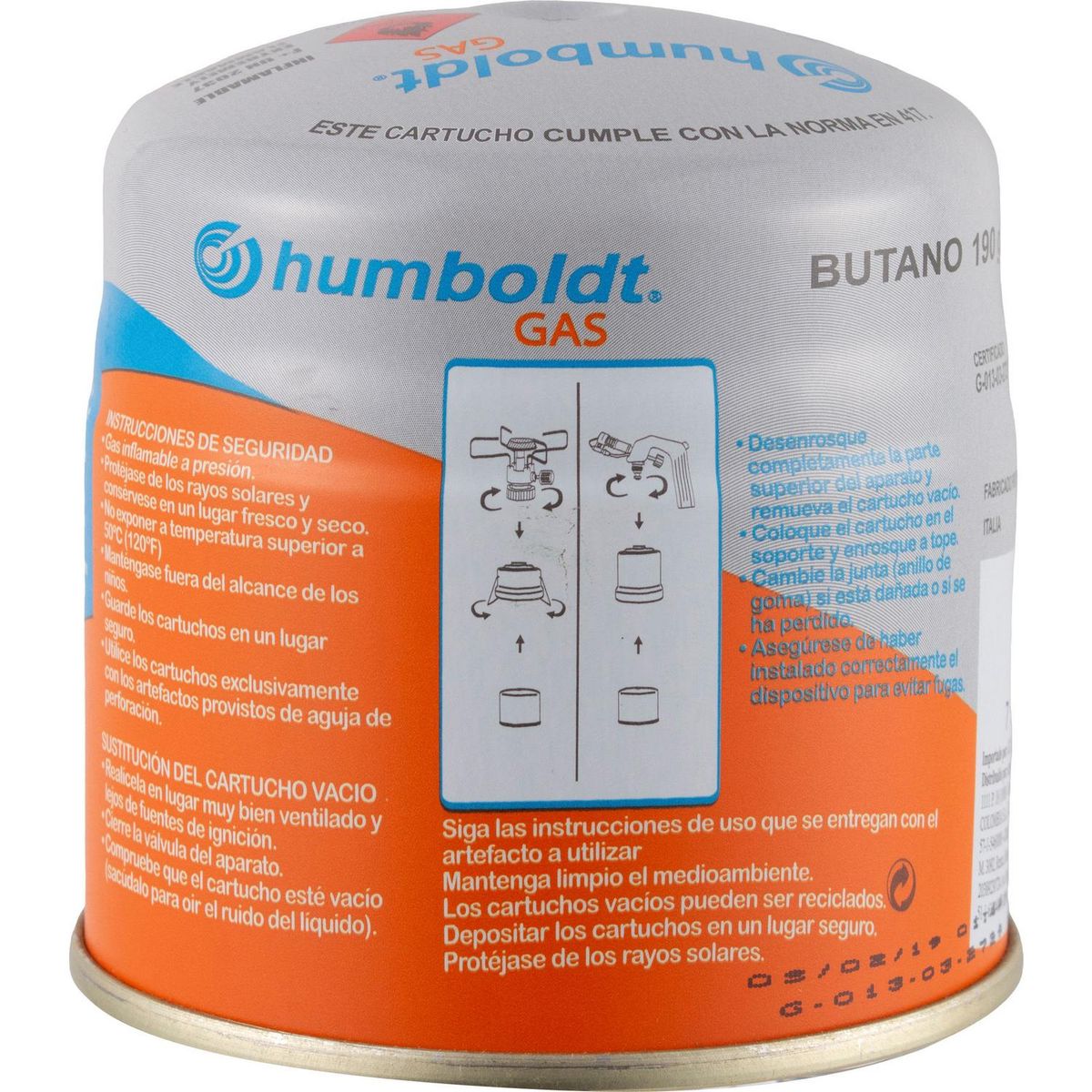 HUMBOLDT - Balón Gas Desechable Butano Propano 190 Gr