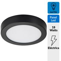 Panel Redondo LED Sobrepuesto Negro 18W