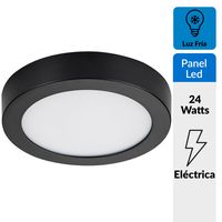 Panel Redondo LED Sobrepuesto Negro 24W Frío