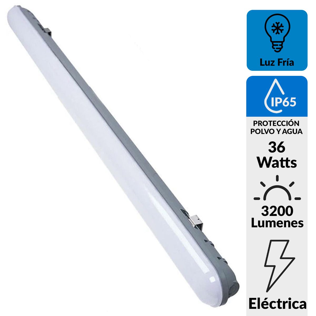 HB LEDS - Equipo Estanco Led 3 Plástico Gris