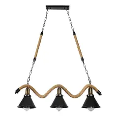 HB LEDS - Lámpara Colgante Cáñamo Aluminio Negro