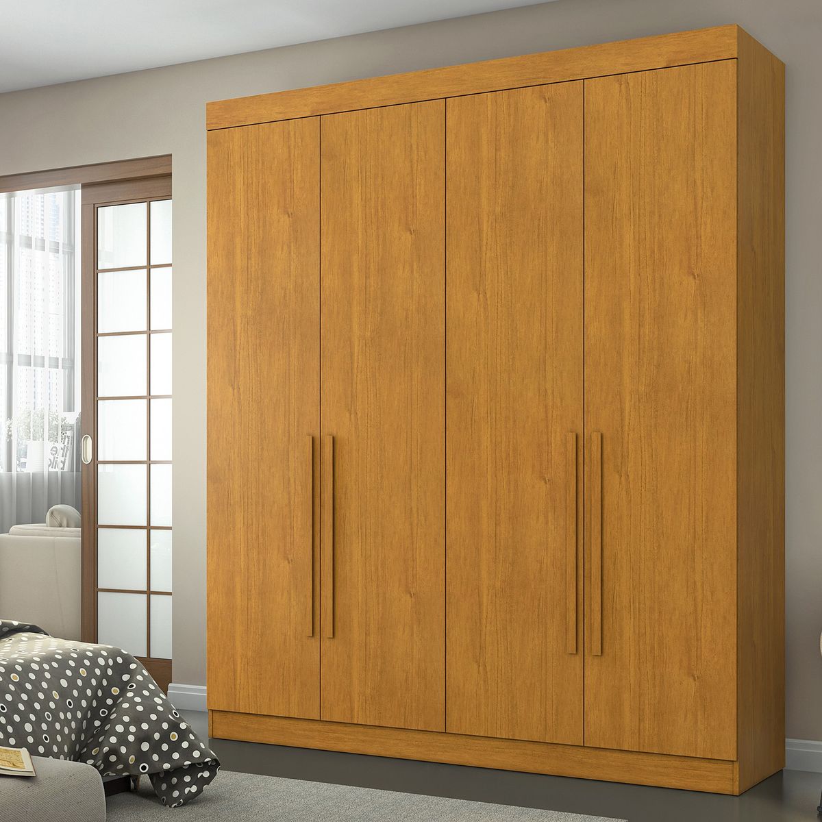 DI PORETTI - Clóset Itaguara 4 Puerta(s) 3 Cajón(es) 5 Repisa(s) 185x227x52.2 cm Café