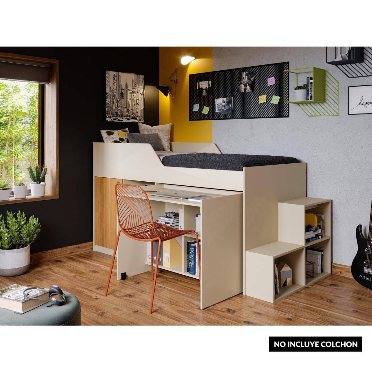 DECOCASA - Cama 1.5 plazas Americana Aila Blanco