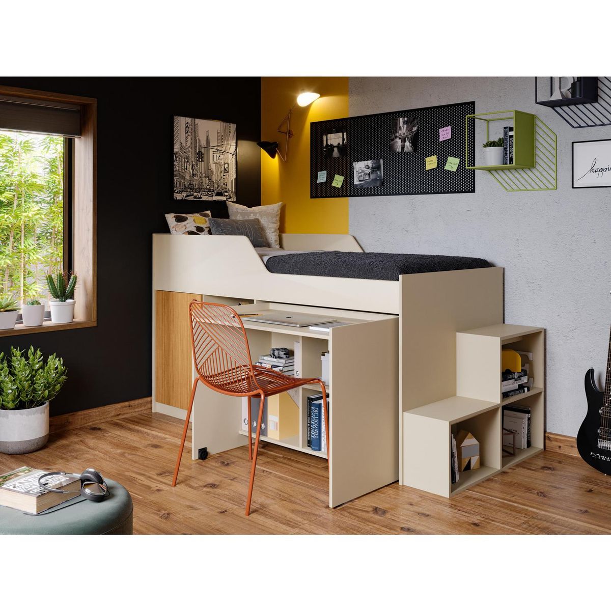 DECOCASA - Cama 1.5 plazas Americana Aila Blanco