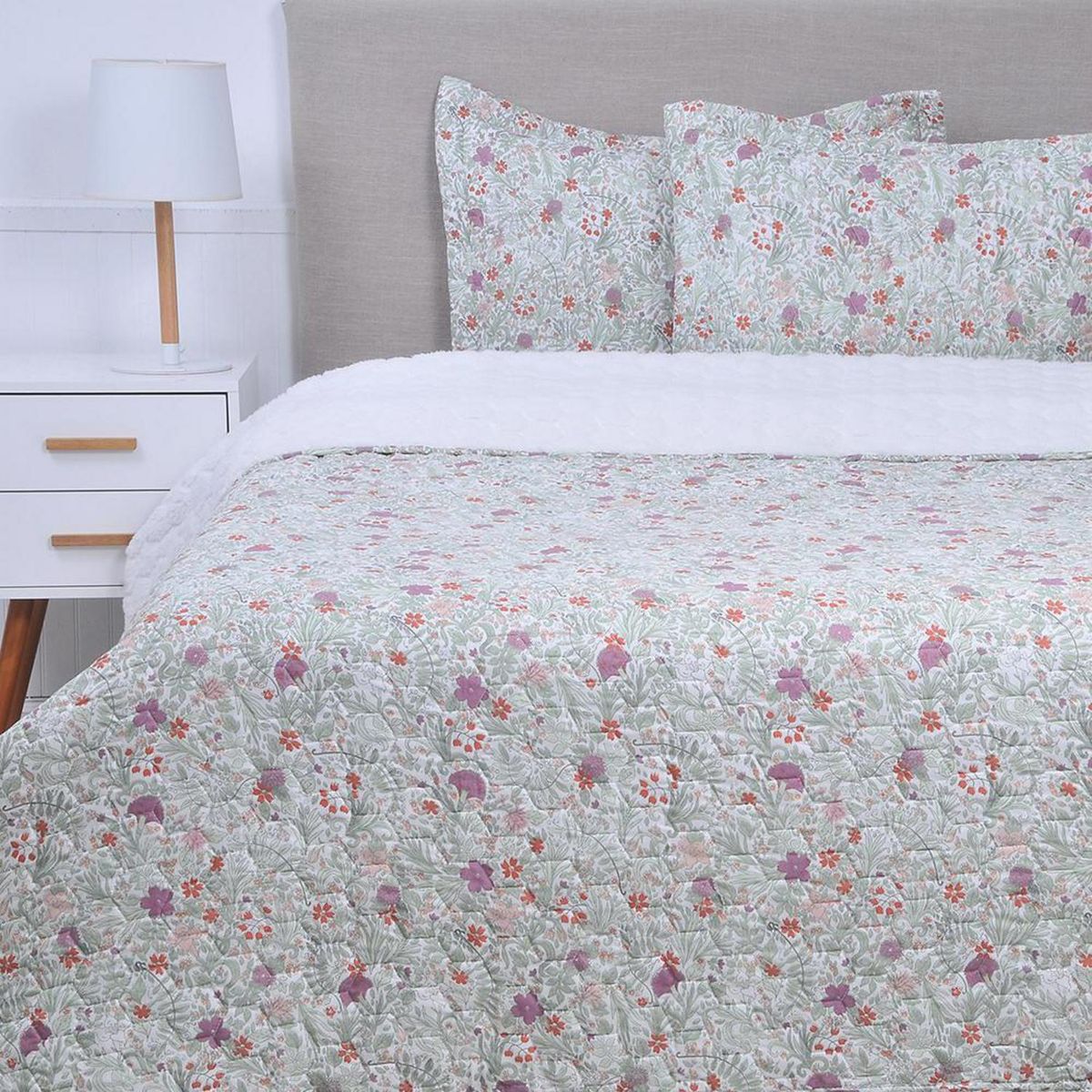 MASHINI - Cubrecama Quilt King Sherpa Multicolor