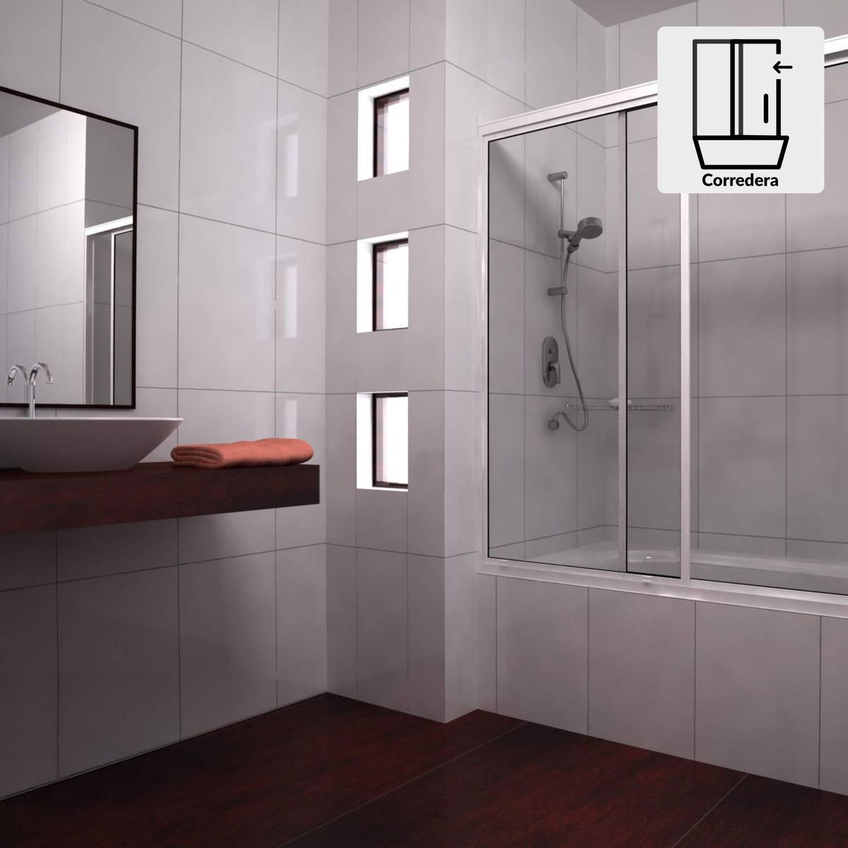 WINTEC - Mampara Tina Vidrio templado Incoloro 140x150cm