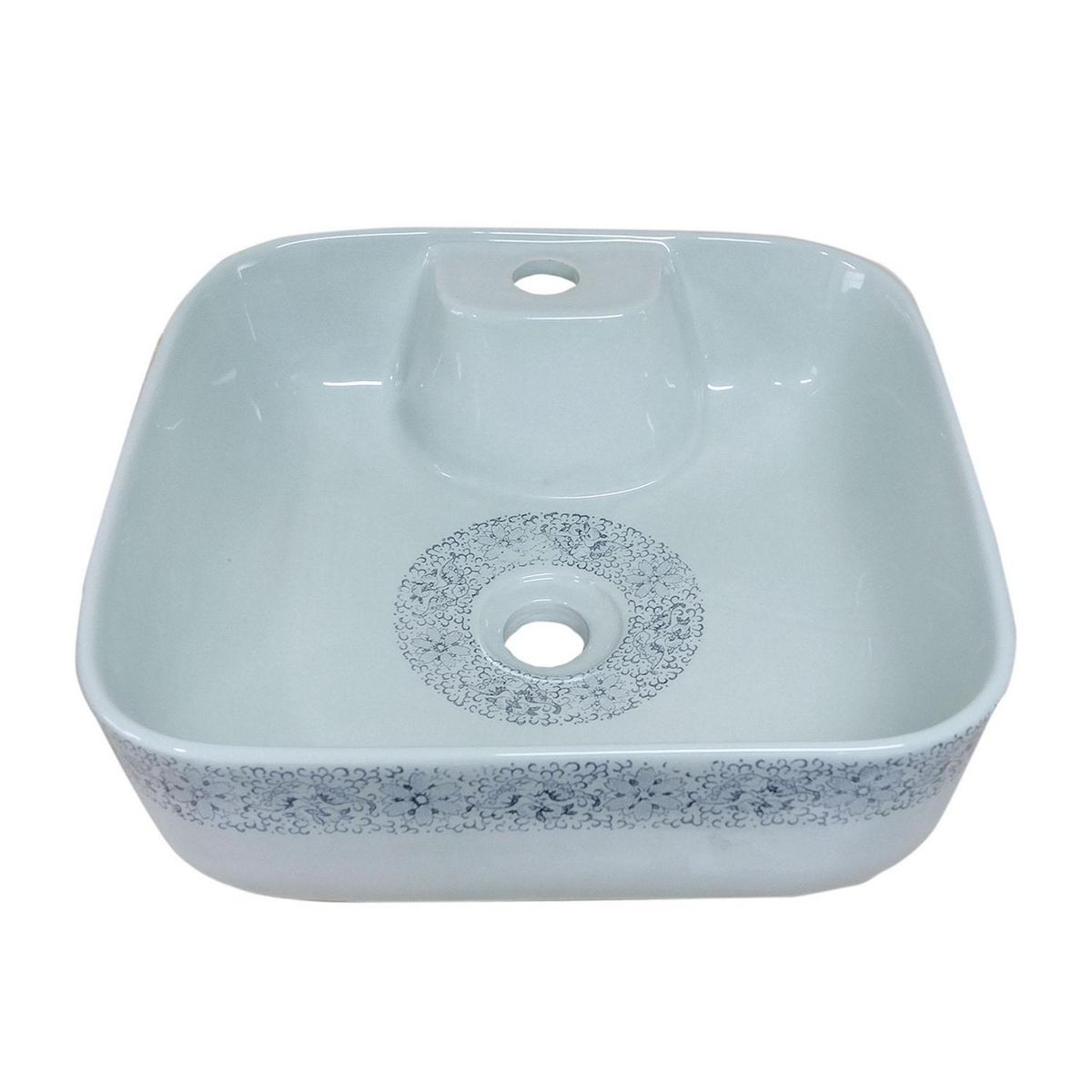 DOMSA - Lavamanos Sobrepuesto Forma Cuadrada Loza 40x15x40 cm Verde Claro