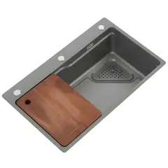 DOMSA - Lavaplatos Deluxe MDS7545A-G-C/L 1 Cubeta(s) 75x20x46 cm Acero inoxidable