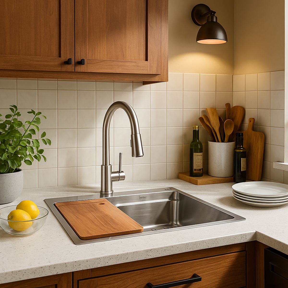 DOMSA - Lavaplatos Deluxe MDS6845A-S-C/L 1 Cubeta(s) 68x20x45 cm Acero inoxidable