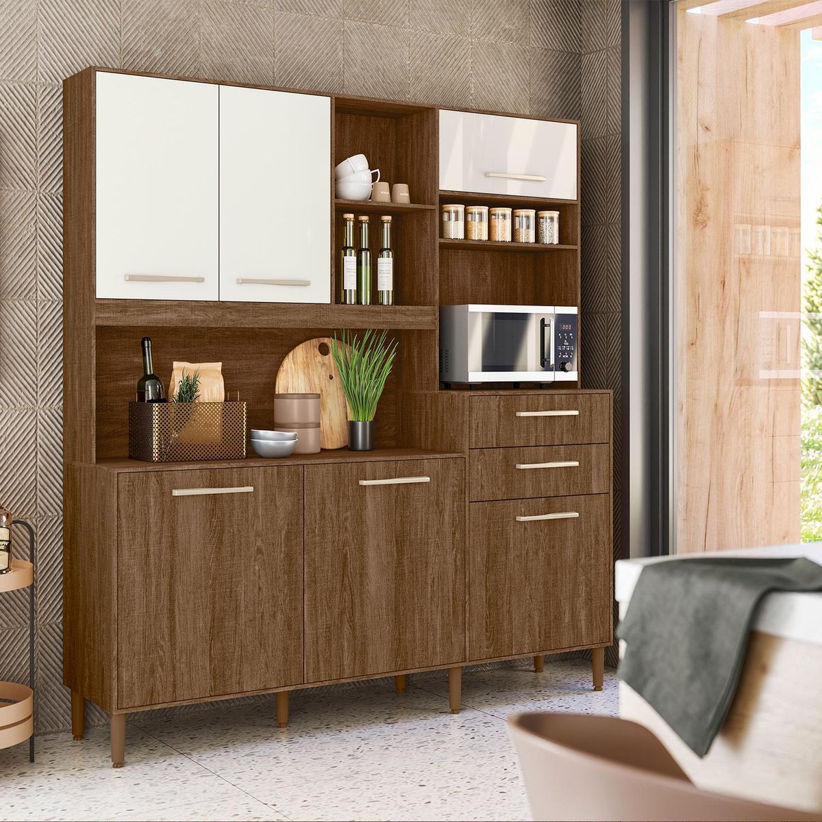 VEKKAHOME - Kit Cocina Reus 180X45X200 Café