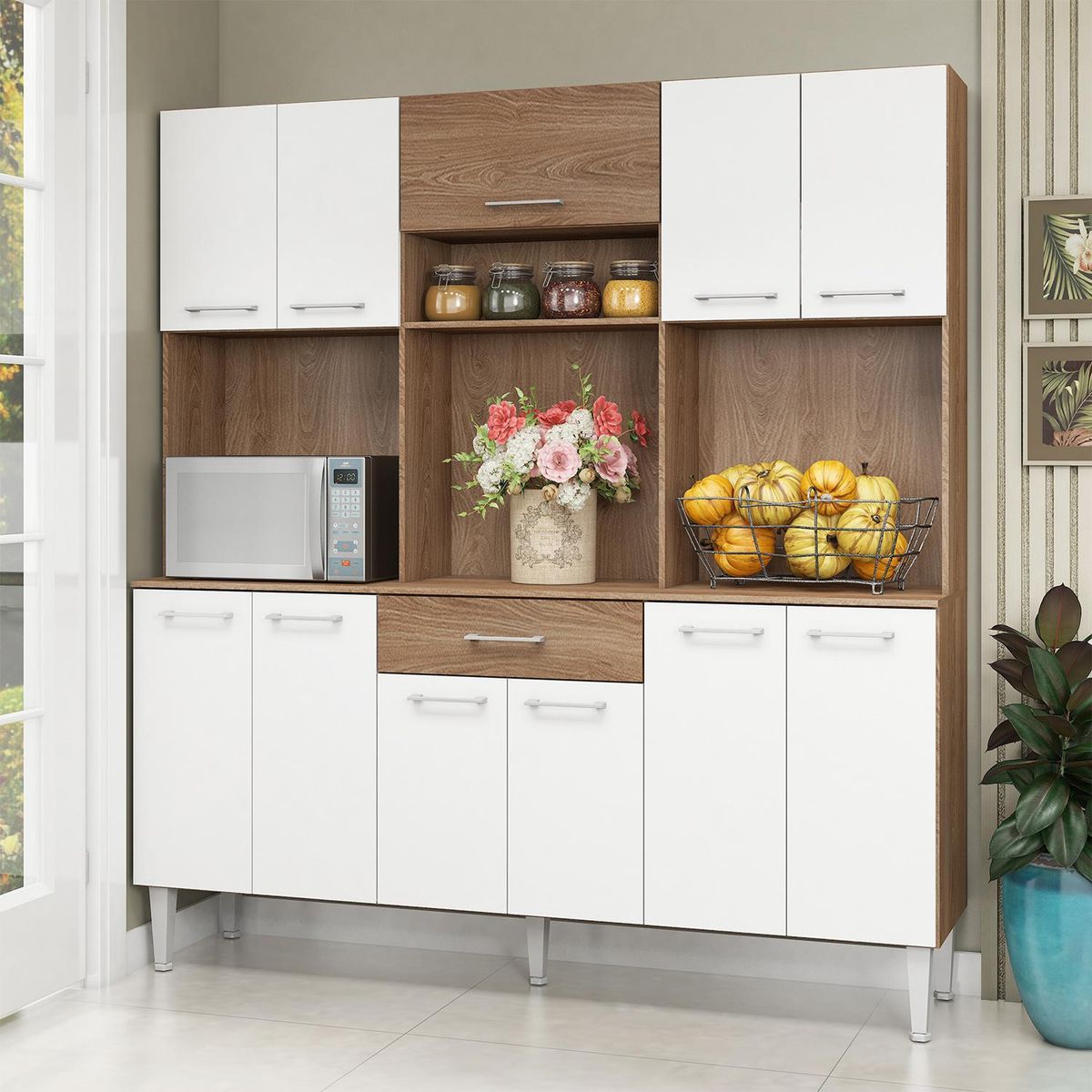 VEKKAHOME - Kit cocina vic 160X38X174 blanco/café
