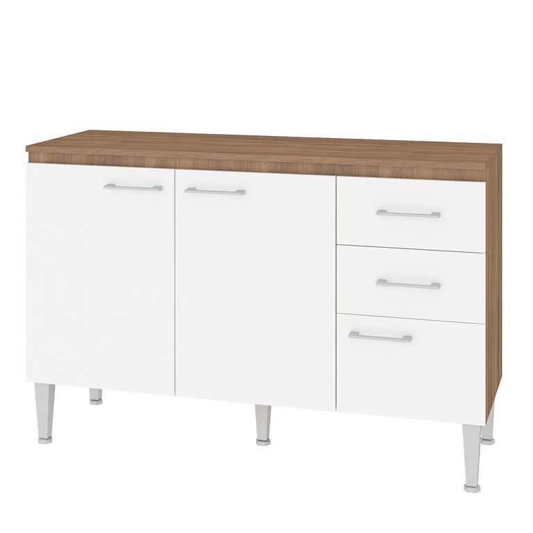 Mueble De Cocina Base Lugo 120x40x79 cm Blanco/Café