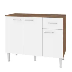 VEKKAHOME - Mueble Base 105x83x45 cm Blanco/Café