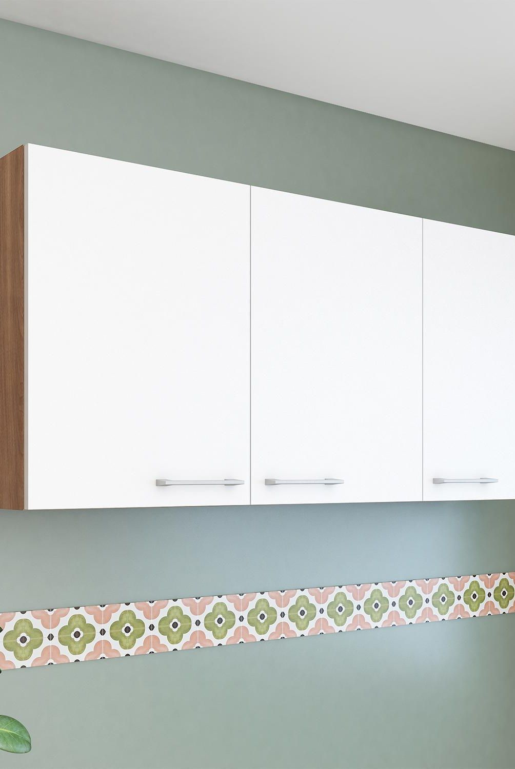 VEKKAHOME - Mueble Aéreo Lugo120x45x29 cm Blanco/Café