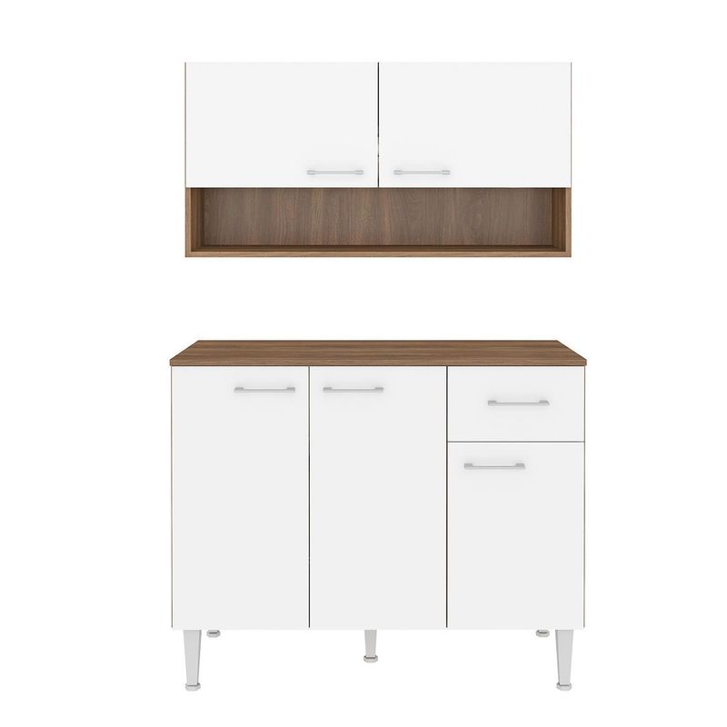 VEKKAHOME - Combo Muebles Base/Mueble Mural Adria 105X45X83 cm Blanco/Café