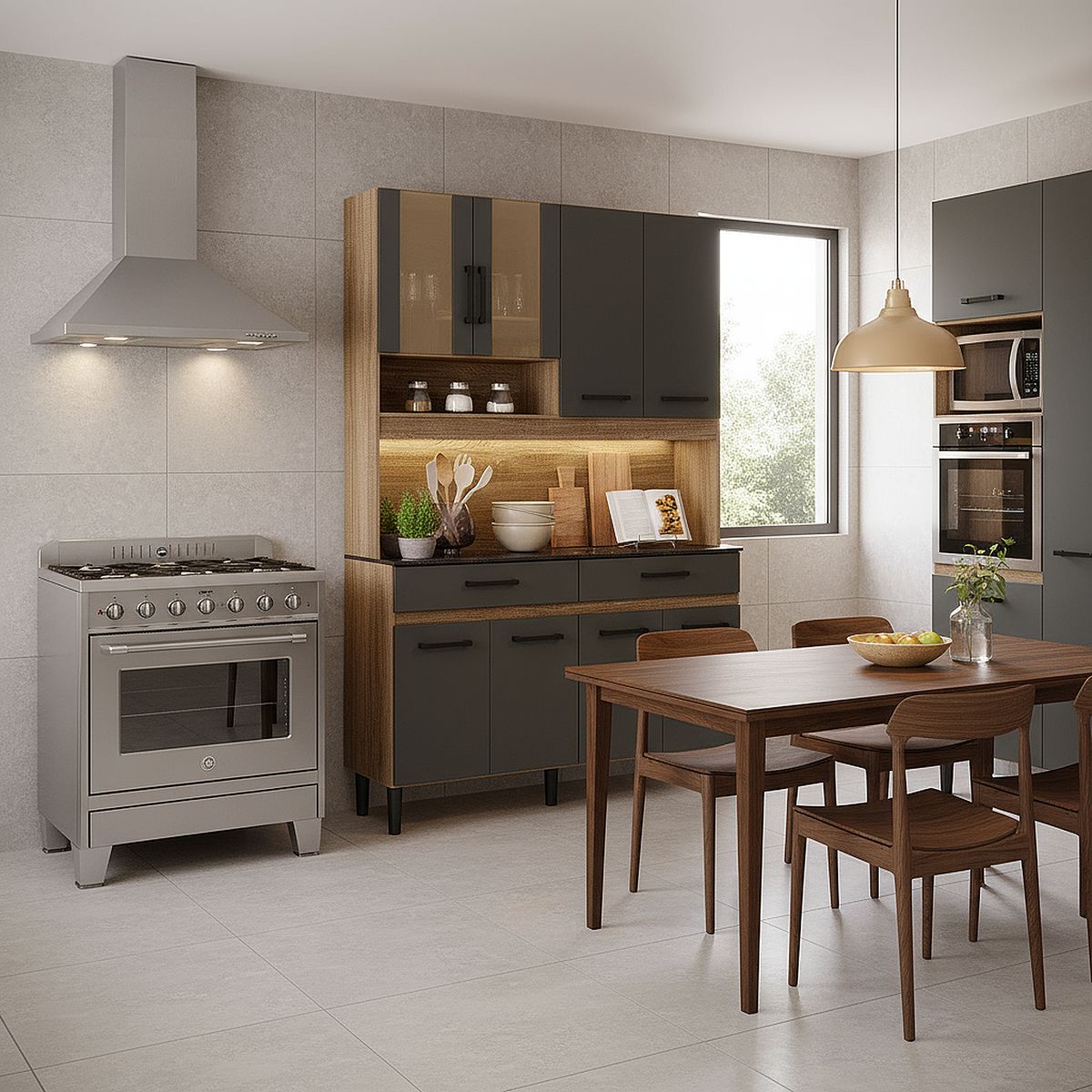 VEKKAHOME - Kit cocina verona122X36X184 gris