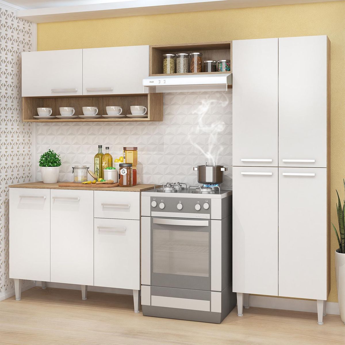 VEKKAHOME - Mueble cocina miami 255X45X186 cafe