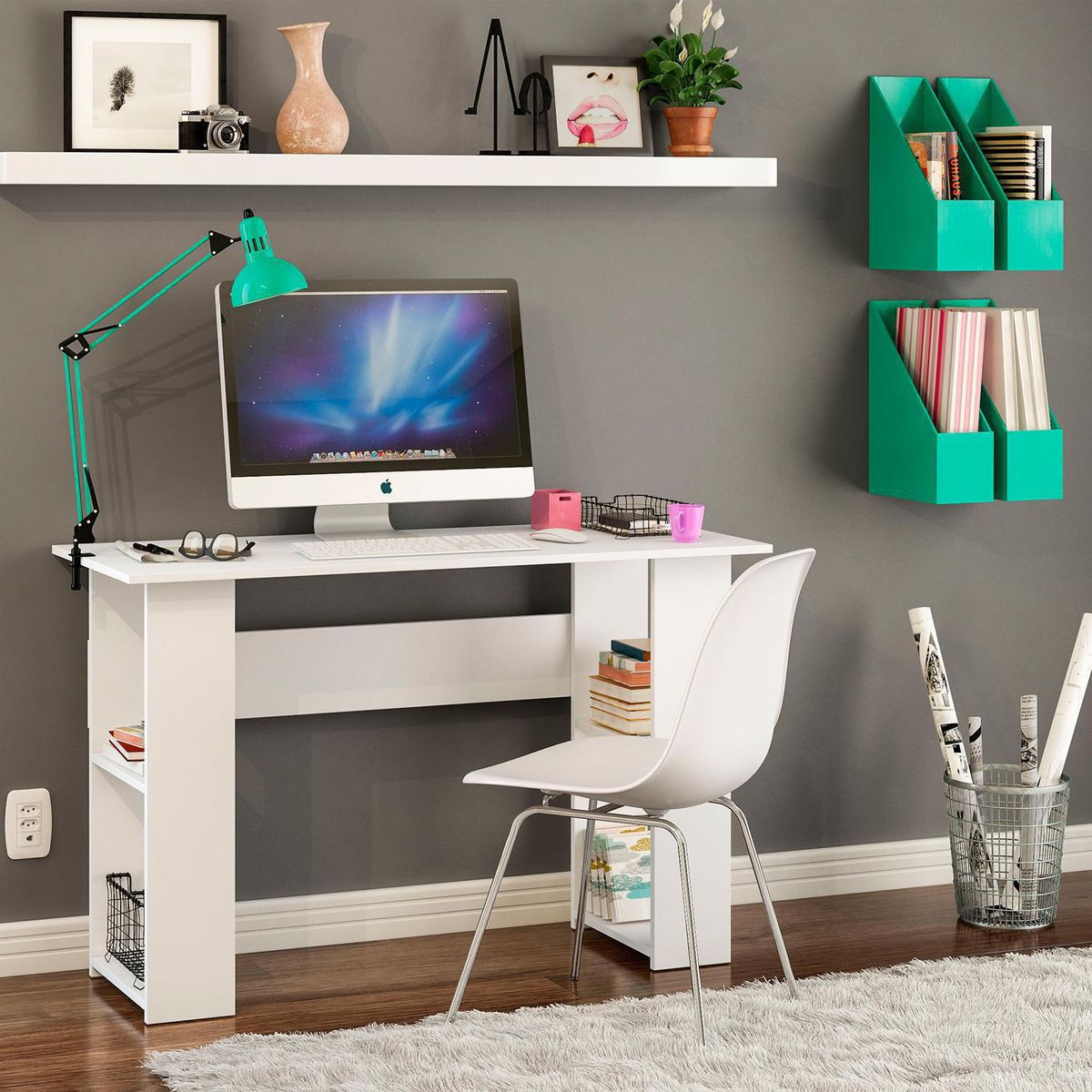 VEKKAHOME - Mueble Auxiliar Isla Sall 120x76x45 cm Blanco