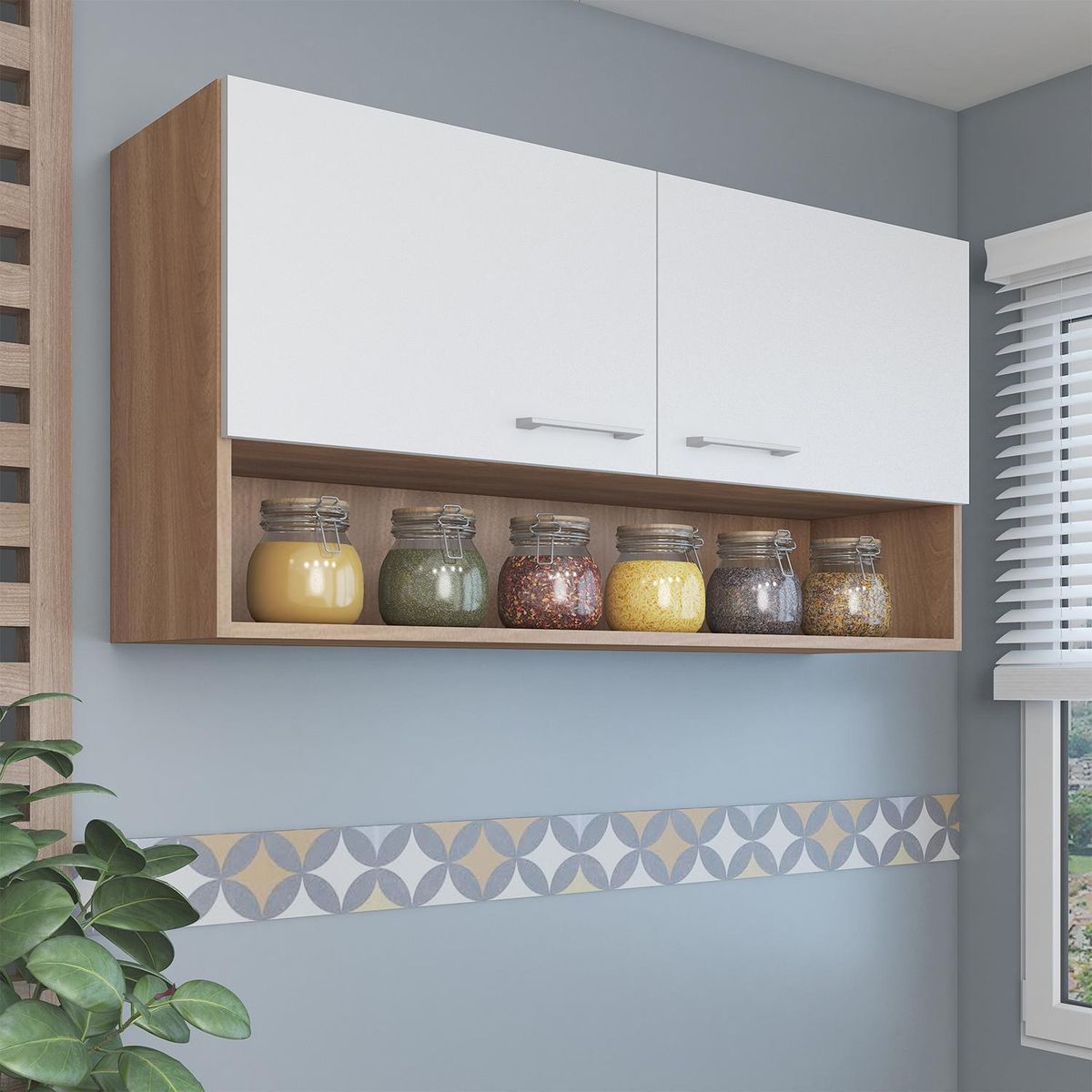 VEKKAHOME - Mueble Mural Aéreo 105x27x54 cm Blanco/Café