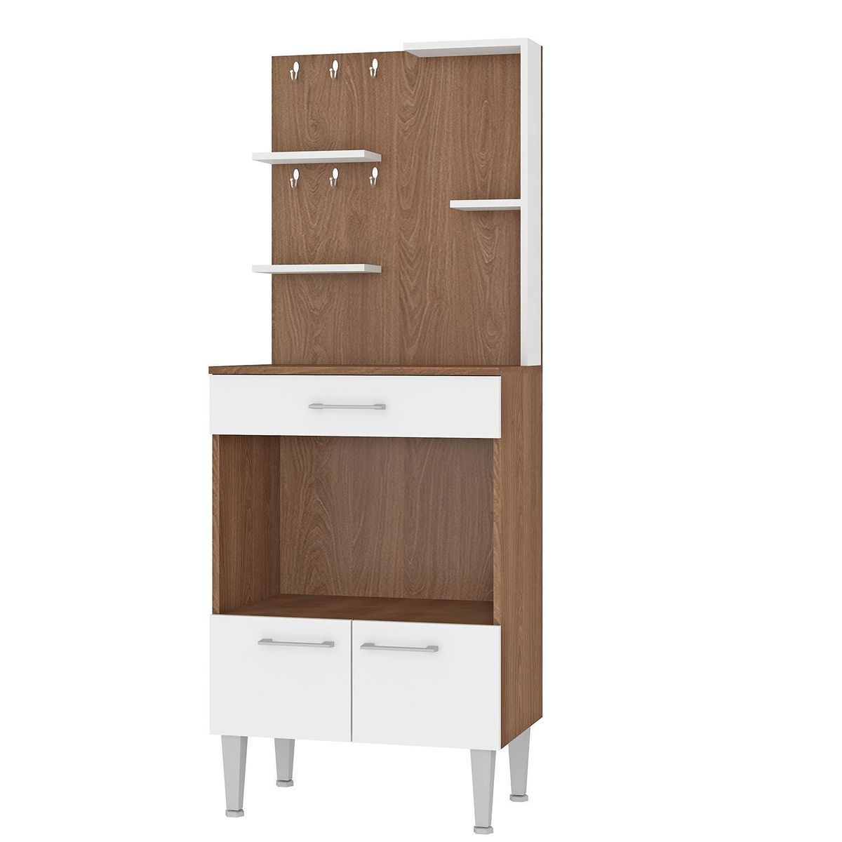VEKKAHOME - Mueble Auxiliar Cafetero Vic 60x152x39 cm Blanco/Café