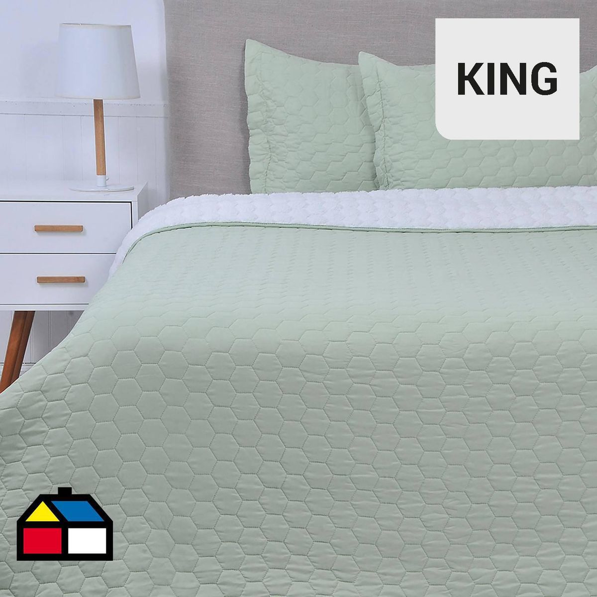 MASHINI - Cubrecama Quilt King Sherpa Verde