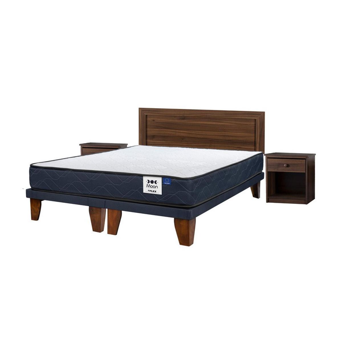 FLEX - Cama Europea Moon 2P 150x190cm Base Dividida + Set Mueble Asturias