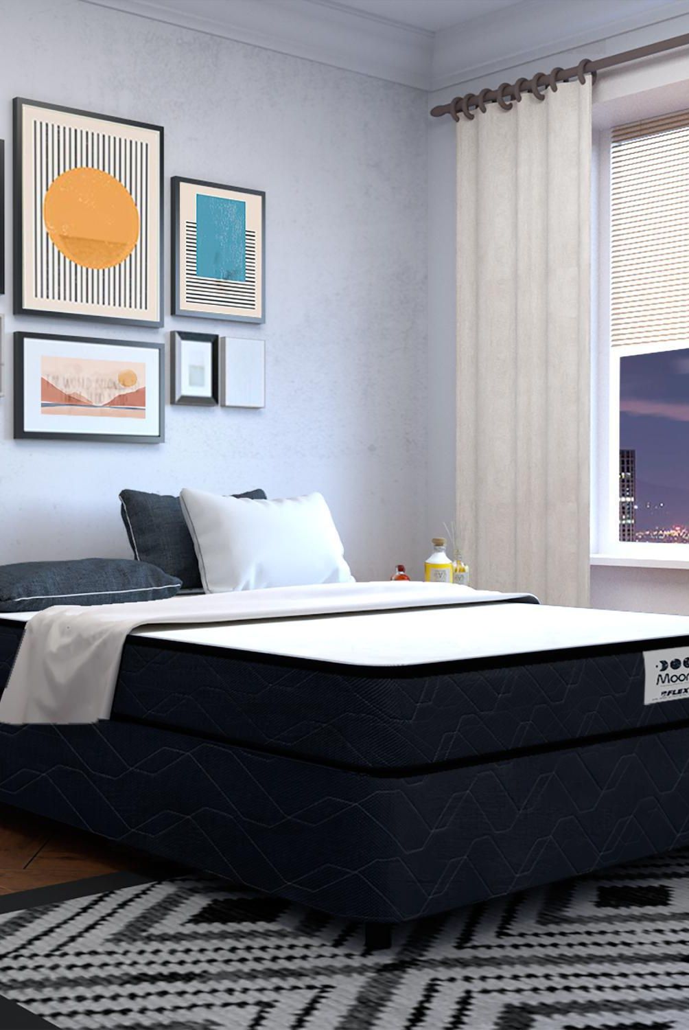 FLEX - Cama 1 Plaza Americana Moon Azul Oscuro