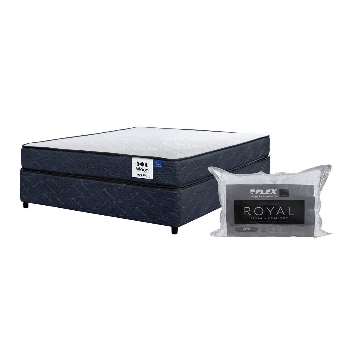 FLEX - Cama Americana Moon 2 Plazas 150x190 cm + Set Almohadas Royal