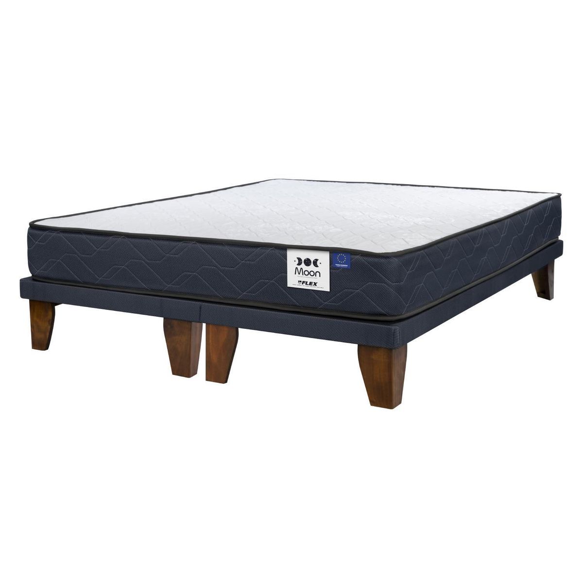 FLEX - Cama 2 plazas Europea Moon Azul Oscuro