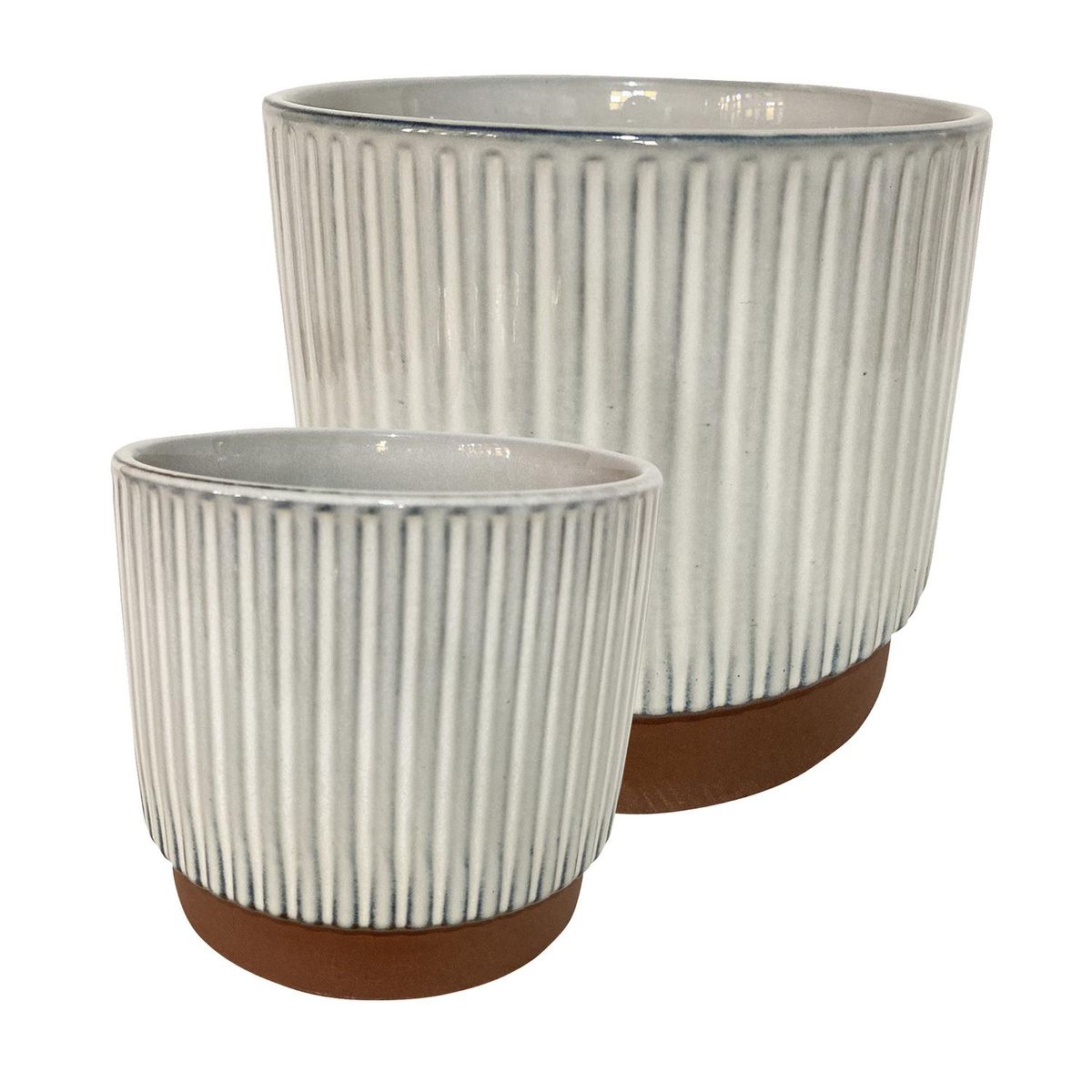 DECOGREEN - Set 2 Maceteros Enlozados Blancos 14x12 y 20x18